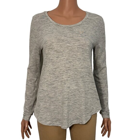 Loft Grey Heather Gold Metallic Long Sleeve Lightweight Top Women’s Medium - Picture 1 of 9
